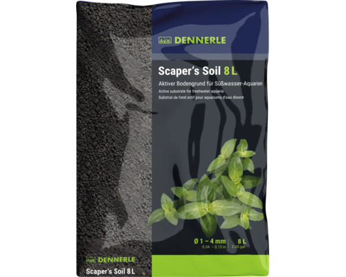Substrat de fond actif Dennerle Scaper Soil pour aquariums eau douce emballage de 8 litres avec granulométrie de 1 à 4 millimètres