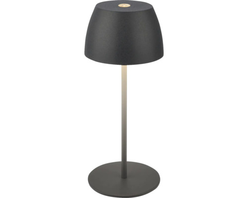 Moderne LED Tischleuchte mit rundem Schirm und schmalem Leuchtenfuß für den Innenbereich