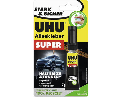 UHU Super Alleskleber in einer Tube mit 7 Gramm Inhalt für starke und schnelle Klebungen ohne Lösungsmittel.