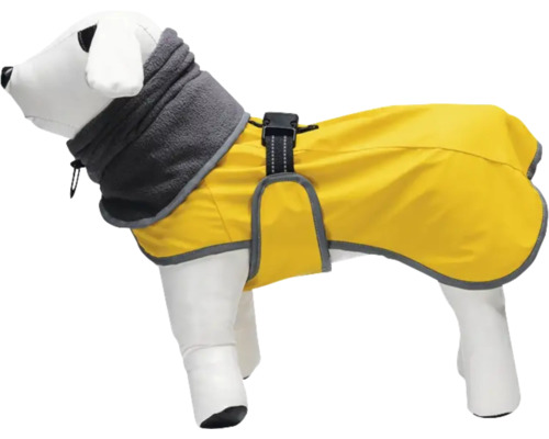 Imperméable pour chien avec col en polaire sur un mannequin de chien