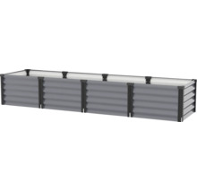 Jardinière surélevée rectangulaire en métal avec structure en tôle ondulée et raccords d angle pour le jardin.