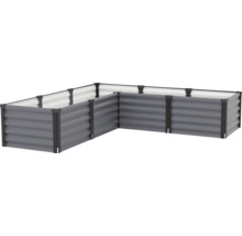Jardinière surélevée en métal en forme de L avec surface ondulée pour le jardin