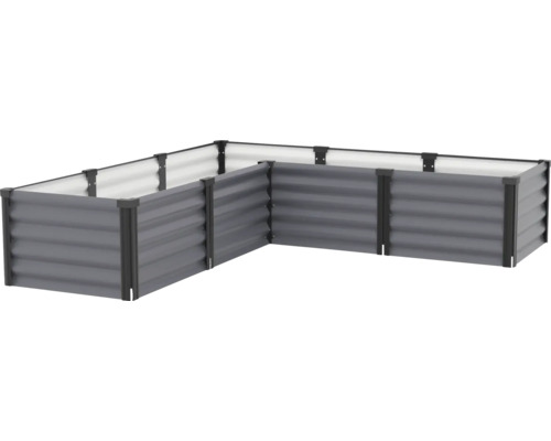 Jardinière surélevée en métal en forme de L avec surface ondulée pour le jardin