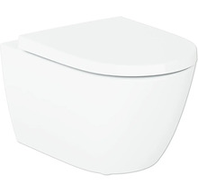 WC suspendu en céramique sanitaire avec abattant, design moderne pour la salle de bain.