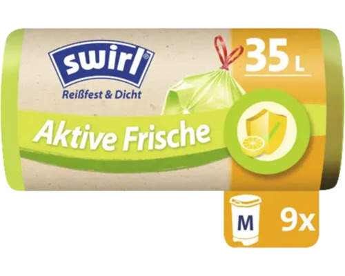 Sacs poubelle Swirl Aktive Frische d une contenance de 35 litres, 9 pièces par rouleau.