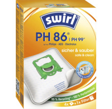 Sacs aspirateur Swirl PH 86 pour aspirateurs Philips, AEG et Electrolux avec 4 sacs et 1 filtre incluant la filtration Micropor Plus.