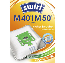 Sacs aspirateur Swirl M 40 M 50 pour aspirateurs Miele, paquet de 4 sacs et 1 filtre avec filtration Micropor Plus.