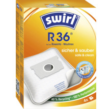 Sac aspirateur Swirl R 36 pour Rowenta et Moulinex, paquet de 4 pièces avec filtration Micropor Plus.