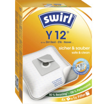 Sac aspirateur Swirl Y 12 avec technologie de filtration Micropor Plus pour divers modèles d aspirateurs, contient 4 sacs et 1 filtre.