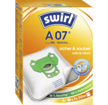 Sacs aspirateur Swirl A 07 pour aspirateurs AEG et Electrolux, paquet de 4 sacs et 1 filtre avec filtration Micropor Plus.