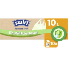 Sacs poubelle organiques Swirl de 10 litres, 10 pièces par paquet, résistants à la déchirure et étanches.