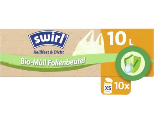 Sacs poubelle organiques Swirl de 10 litres, 10 pièces par paquet, résistants à la déchirure et étanches.