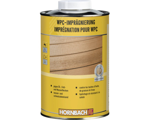 Imprégnation pour WPC pour extérieur de Hornbach, protège contre les taches d huile, de graisse et d eau et repousse la saleté.