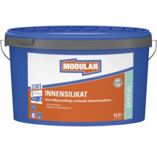 Modulan Innensilikat 3301 Wandfarbe in einem 12,5 Liter Eimer für Innenräume mit hoher Diffusionsfähigkeit und alkalischem Schimmelschutz