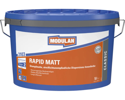 Peinture a dispersion pour interieur Modulan Rapid Matt 3103 seau de cinq litres