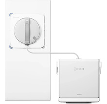 Robot laveur de vitres Ecovacs Winbot avec station de nettoyage et câble de connexion.