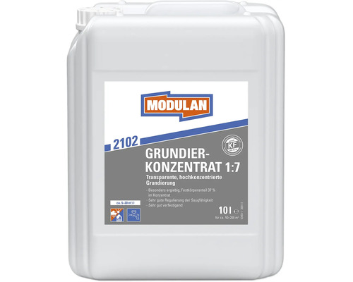 Concentré de primaire Modulan 2102 pour murs et plafonds en bidon de 10 litres pour le durcissement des surfaces.