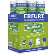 Erfurt Rauhfaser Classico Tapete in einem Karton mit 6 Rollen zu je 20 Metern Länge und 0,53 Metern Breite.