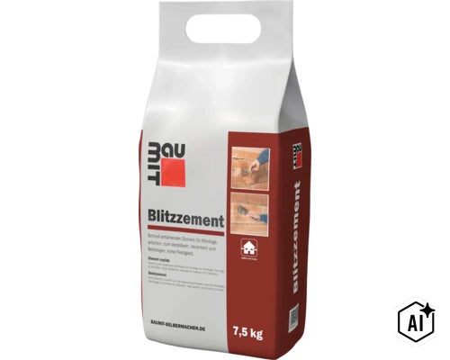 Baumit Blitzzement 7,5 kg Beutel für Montagearbeiten, schnell erhärtender Zement für innen und außen. (Image AI modified or generated)