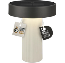 Moderne LED Solar Tischleuchte mit geripptem Fuß und Auszeichnungen wie German Design Award Winner 2026 und Best of Design Schöner Wohnen