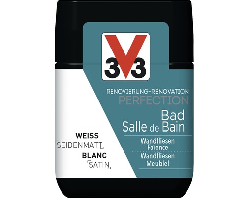 V33 Renovierungsfarbe Perfektion Bad weiss seidenmatt für Wandfliesen und Möbel