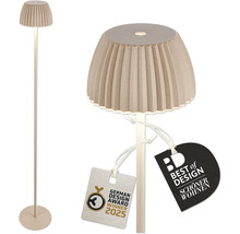 Lampadaire moderne avec abat jour plissé, distingué par le German Design Award 2025 et le prix Best of Design.
