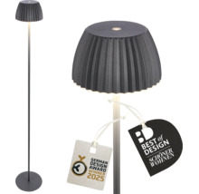 Lampadaire moderne avec abat-jour plissé et pied élancé incluant les prix German Design Award Winner 2025 et Best of Design.