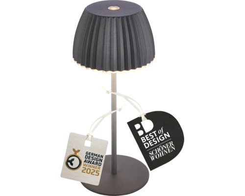 Moderne Tischleuchte mit plissiertem Schirm und Auszeichnungen für Design
