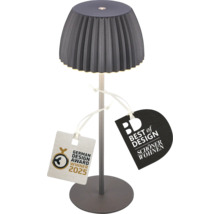 Moderne LED Tischleuchte mit plissiertem Schirm und Auszeichnungen German Design Award 2025 sowie Best of Design Schöner Wohnen