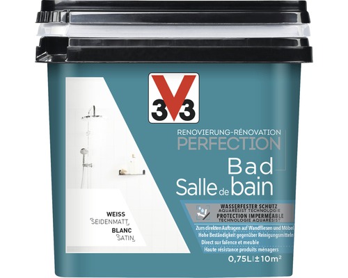 V33 Renovierungsfarbe Perfektion Bad, 0,75 Liter, weiss seidenmatt