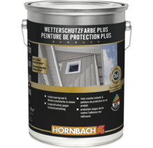 Pot de peinture de protection contre les intempéries Hornbach Plus faisant office de sous couche isolante et protection pour le bois extérieur.
