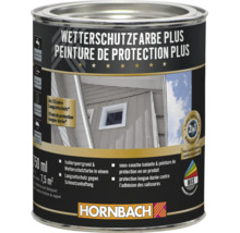 Dose Hornbach Wetterschutzfarbe Plus mit 750 Milliliter Inhalt für Holz im Außenbereich mit 15 Jahren Langzeitschutz und Isoliersperrgrund.