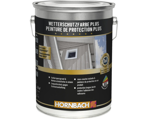 Seau de peinture de protection contre les intempéries Plus pour façades en bois avec 15 ans de protection et sous-couche isolante de Hornbach