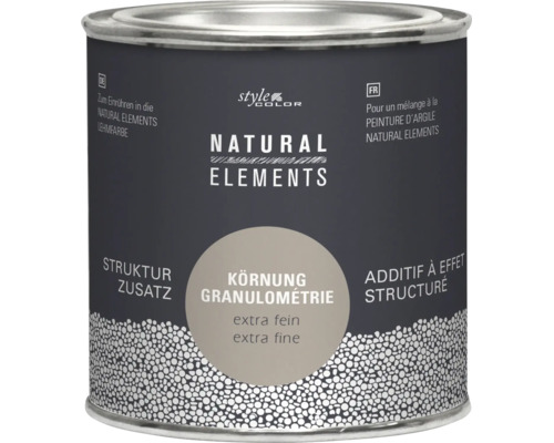 Additif de structure Natural Elements de Stylecolor en pot pour peinture à l'argile avec grain extra fin à mélanger.