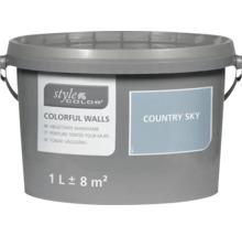 Eimer Style Color Colorful Walls Wandfarbe im Farbton Country Sky, Inhalt 1 Liter für circa 8 Quadratmeter.