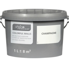 Style Color Colorful Walls Wandfarbe im Eimer mit einem Liter Inhalt in der Farbnuance Champagne für zirka acht Quadratmeter Fläche