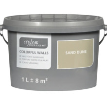 Eimer StyleColor Colorful Walls Wandfarbe im Farbton Sand Dune, 1 Liter für circa 8 Quadratmeter.