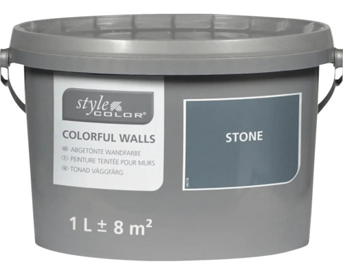 Seau de peinture murale StyleColor Colorful Walls, teinte Stone, 1 litre pour environ 8 mètres carrés.