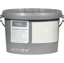 Eimer StyleColor Colorful Walls Wandfarbe im Farbton Ice mit 2,5 Liter Inhalt für circa 20 Quadratmeter Fläche.