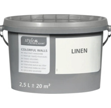 Seau de peinture murale Style Color Linen avec un contenu de 2,5 litres pour environ 20 mètres carrés de surface.