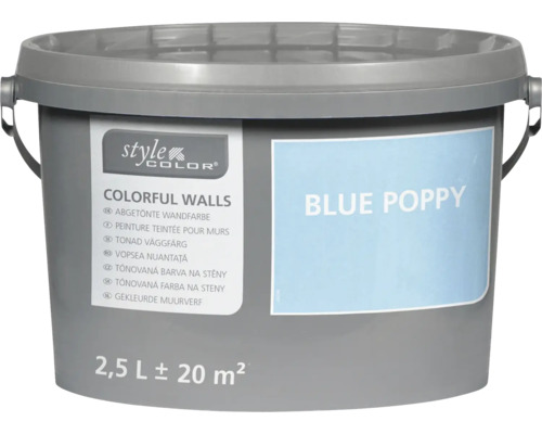 Style Color Colorful Walls Wandfarbe im Eimer 2,5 Liter Blue Poppy