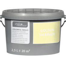 Peinture murale Style Color Colorful Walls en seau de 2,5 litres, teinte Golden Shimmer pour environ 20 mètres carrés