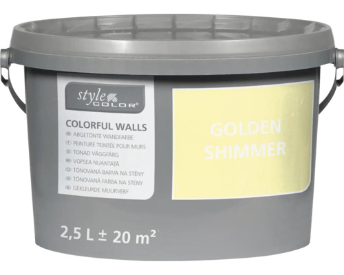 Peinture murale Style Color Colorful Walls en seau de 2,5 litres, teinte Golden Shimmer pour environ 20 mètres carrés