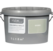 Style Color Colorful Walls Wandfarbe Khaki im 1 Liter Eimer für 8 Quadratmeter Reichweite