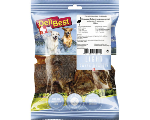 Friandise pour chien DeliBest estomac d autruche gourmet 200 grammes