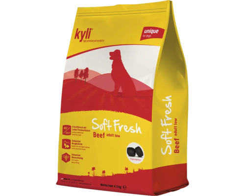 Kyli Soft Fresh Beef Hundefutter für erwachsene Hunde, 4,5 Kilogramm Trockenfutter mit frischem Fleisch, Leber und Schweizer Bergkräutern.