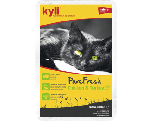 Aliment pour chat Kyli PureFresh poulet et dinde sachet 85 grammes