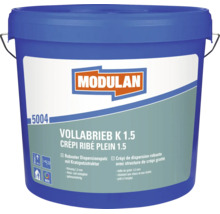 Enduit de dispersion Modulan Vollabrieb K 1.5 avec grain de 1.5 millimètre dans un seau pour structure grattée