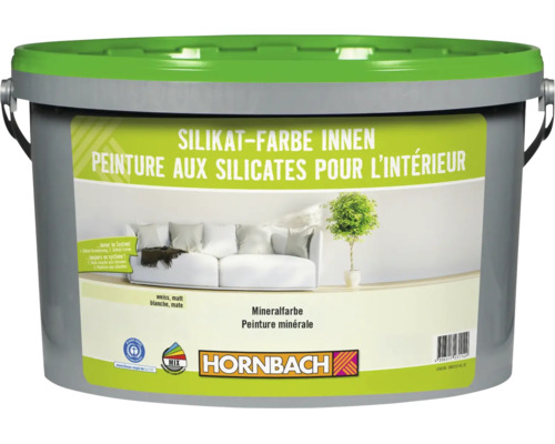 Eimer Silikatfarbe fuer den Innenbereich, weiss und matt, Mineralfarbe, 12,5 Liter Gebinde.