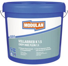 Seau de crépi de dispersion Modulan Vollabrieb K 1.5 avec granulométrie de 1.5 millimètres pour intérieur et extérieur